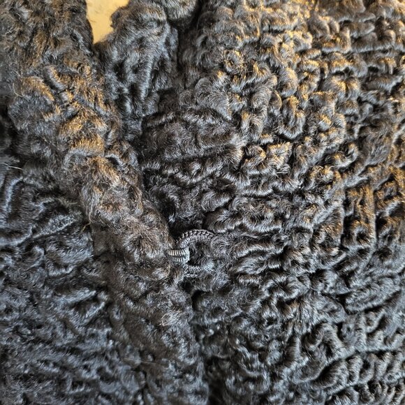 Vtg 1960's Black Broadtail Persian Lamb Fur Jacket with Grey Mink Fur Collar - Picture 11 of 16